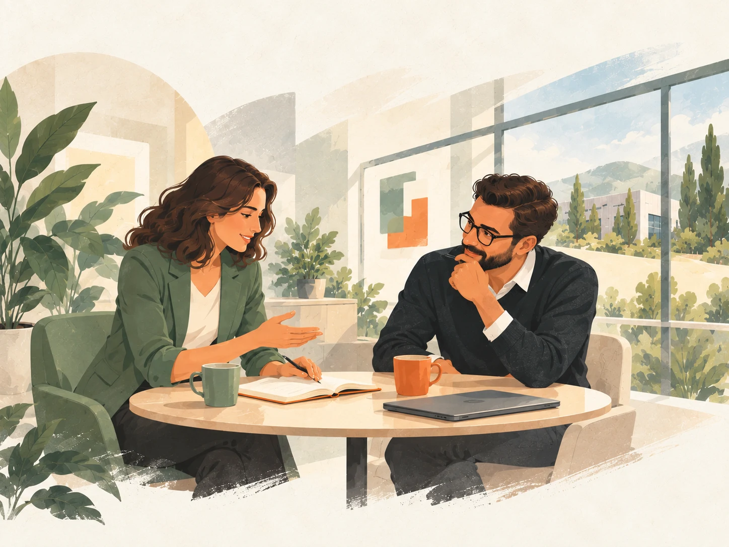 Un échange de travail convivial autour des enjeux de l’entreprise